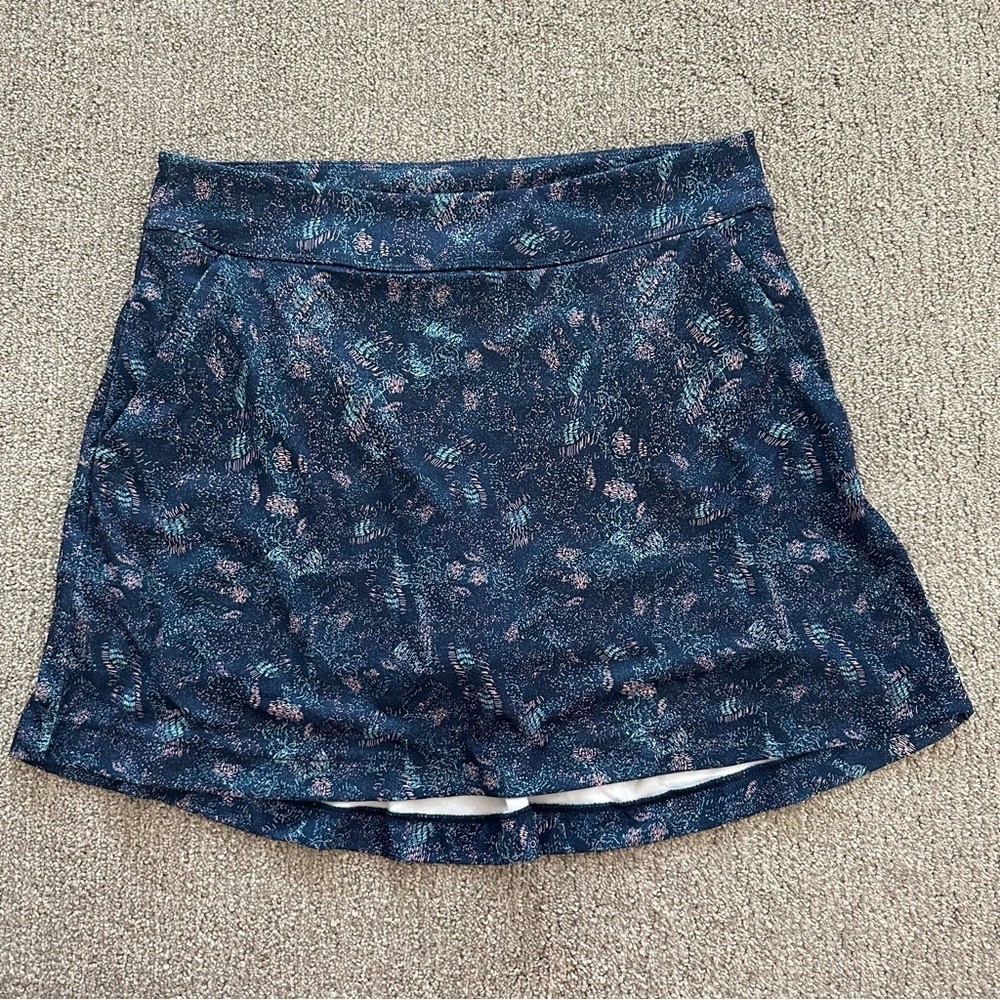 Greg Norman Monet Abstract Brush Navy Print Skort ML75 Sculpt Stretch Size Small